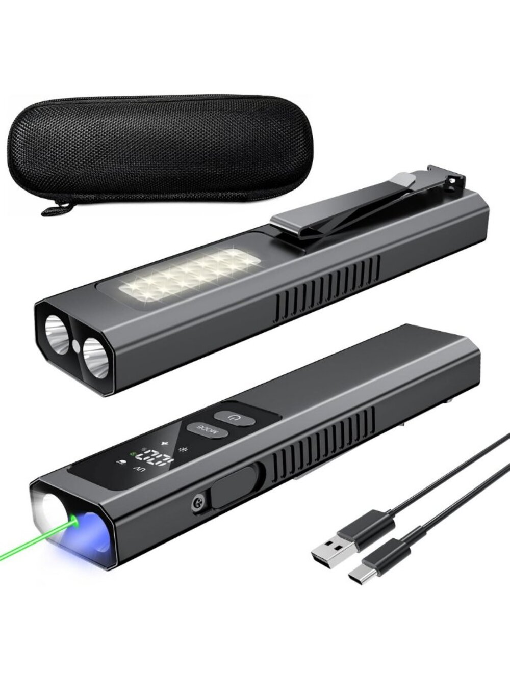 4-in-1 EDC Pocket Flashlight | High Lumens, Magnetic, UV & Green Beam Light